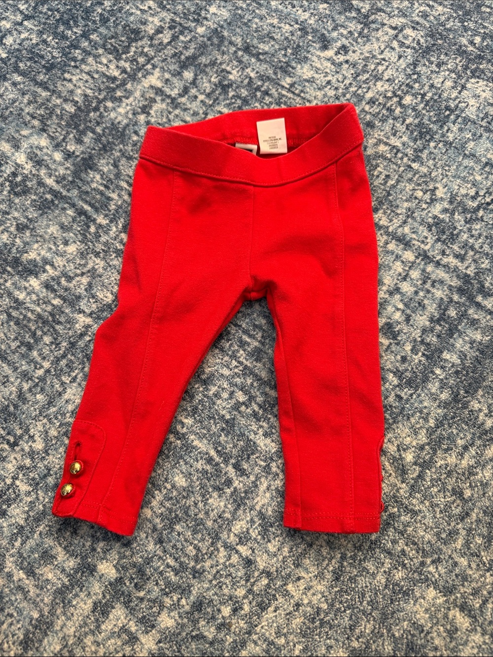 Janie and Jack Red Knit Girls' Leggings with Button Trim